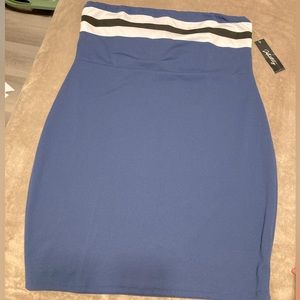 Navy stripped tube top mini dress